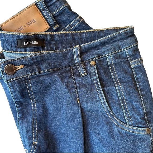 Saint & Sofia Pixie Pleat Mom Jeans Indigo Blue Womens Size UK 32 - Picture 7 of 9